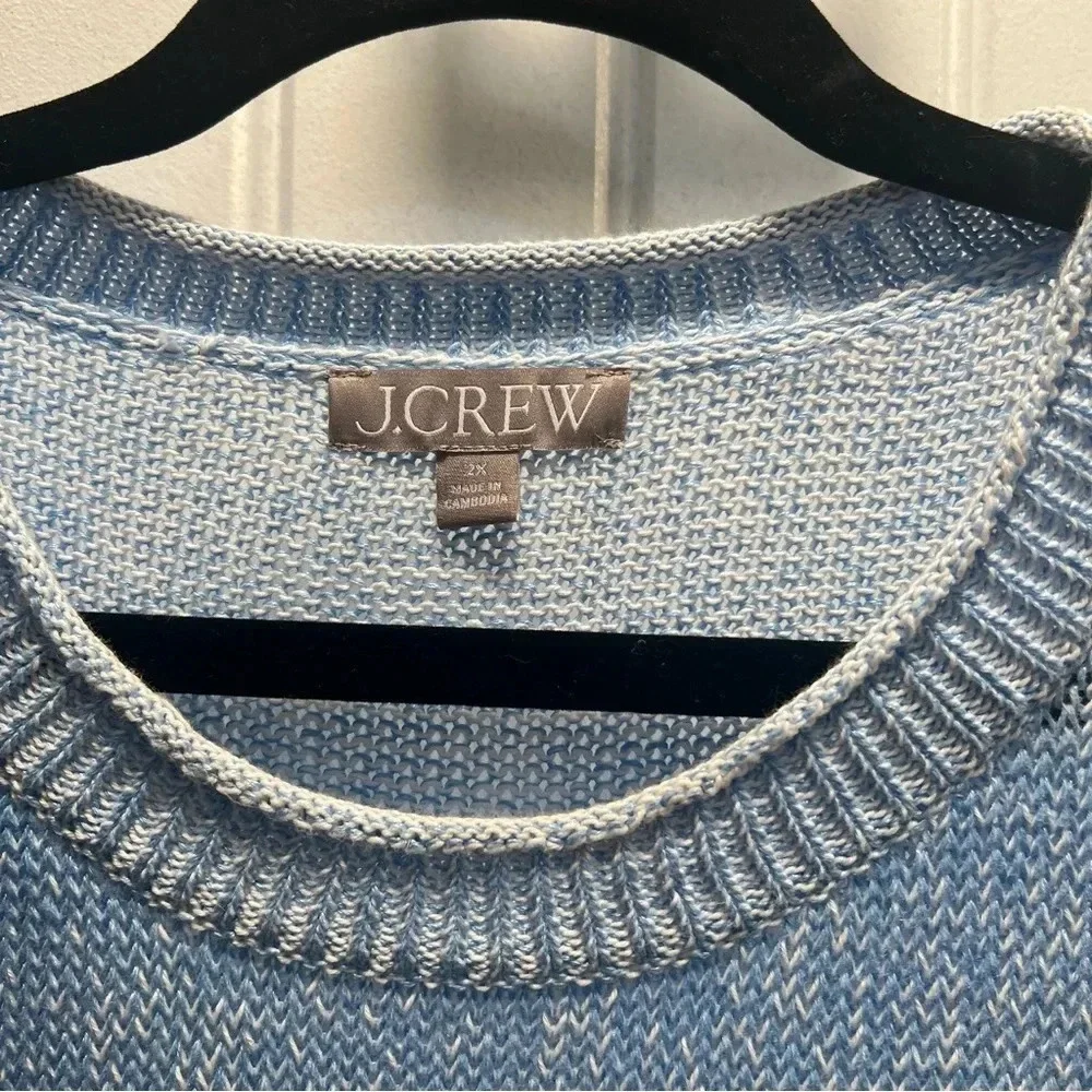 J. Crew Marled Blue Long Sleeved Drop Shoulder Linen Blend‎ Sweater. Size 2X.